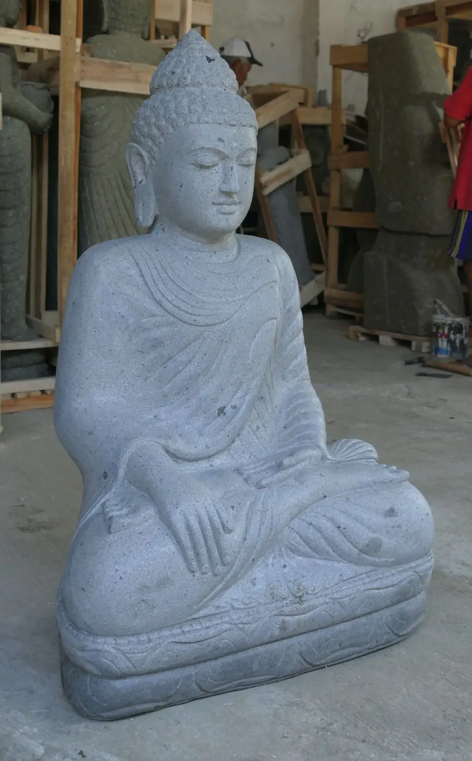  Product image 4 of the product “Seated Buddha made of Riverstone in Bhumisparsha - gesture of touching the earth. 100cm height. unique version ”